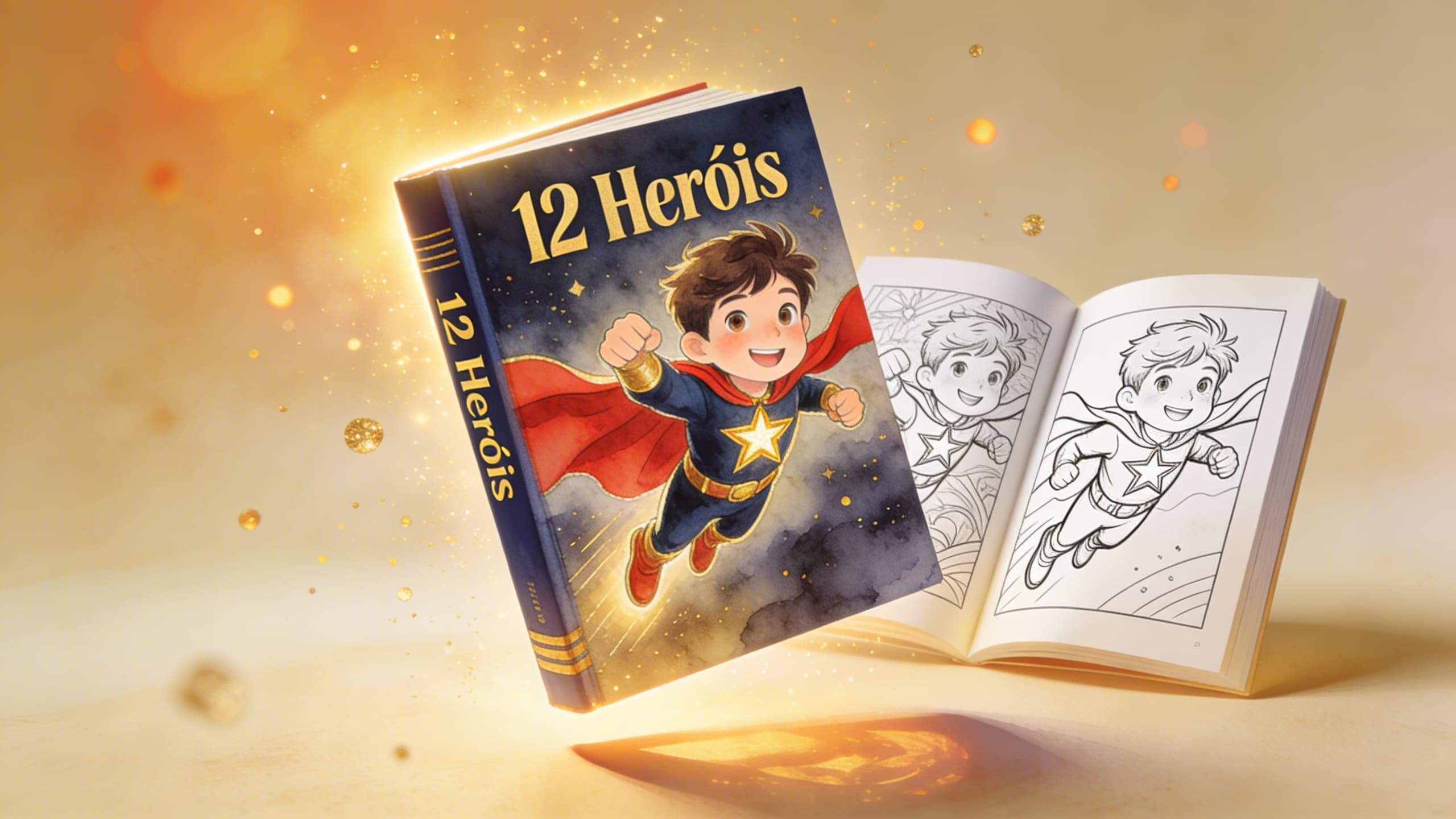 12 Super Heróis — Livro de Colorir Personalizado